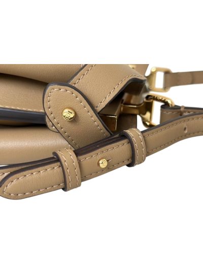 Fendi Peekaboo Small Soft Beige Leather Shoulder Crossbody Bag A80175 Beige 2523618