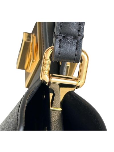 Fendi Peekaboo Small Soft Black Leather Shoulder Crossbody Bag A80175 Black 2523619