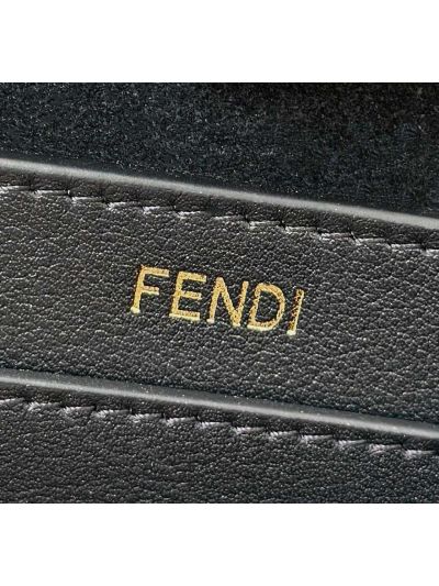 Fendi Peekaboo Small Soft Black Leather Shoulder Crossbody Bag A80175 Black 2523619