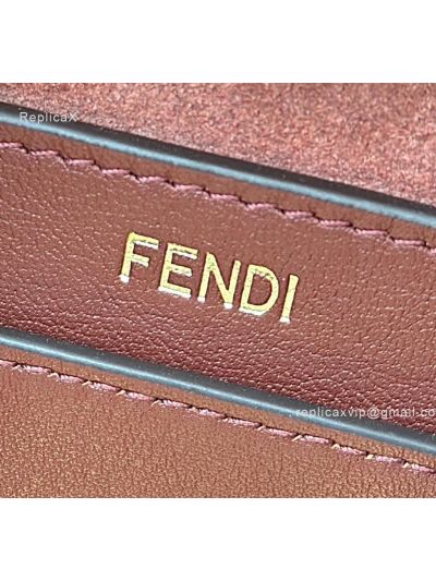 Fendi Peekaboo Small Soft Dark Red Leather Shoulder Crossbody Bag A80175 Red 2523620