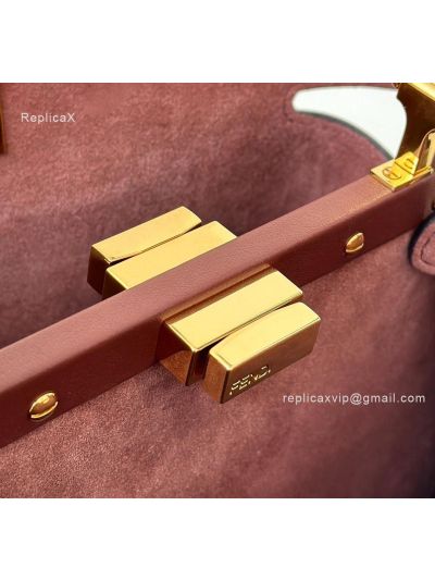 Fendi Peekaboo Small Soft Dark Red Leather Shoulder Crossbody Bag A80175 Red 2523620