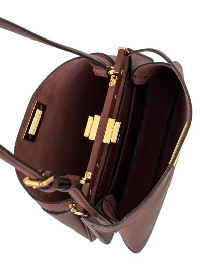 Fendi Peekaboo Small Soft Dark Red Leather Shoulder Crossbody Bag A80175 Red 2523620