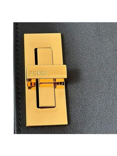 Fendi Peekaboo Soft Black Leather Large Shoulder Bag 80172L Black 2523718