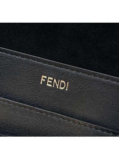 Fendi Peekaboo Soft Black Leather Large Shoulder Bag 80172L Black 2523718