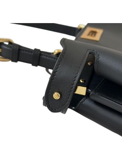 Fendi Peekaboo Soft Black Leather Large Shoulder Bag 80172L Black 2523718