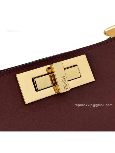 Fendi Peekaboo Soft Burgundy Leather Large Shoulder Bag 80172L Burgundy 2523702