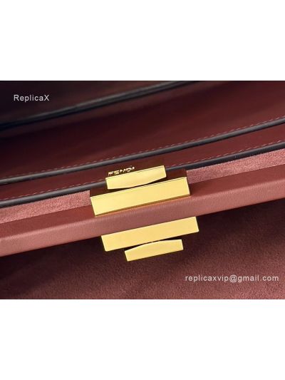 Fendi Peekaboo Soft Burgundy Leather Large Shoulder Bag 80172L Burgundy 2523702