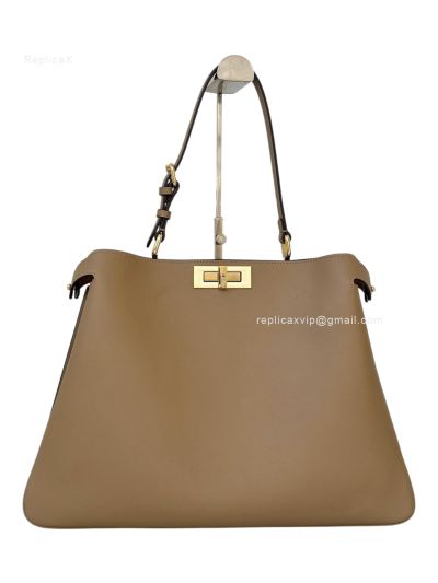 Fendi Peekaboo Soft Camel Beige Leather Large Shoulder Bag 80172L