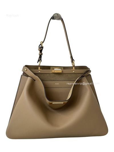Fendi Peekaboo Soft Camel Beige Leather Large Shoulder Bag 80172L Camel 2523704