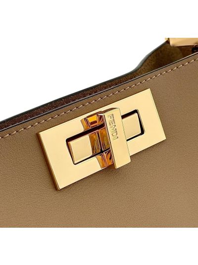Fendi Peekaboo Soft Camel Beige Leather Large Shoulder Bag 80172L Camel 2523704