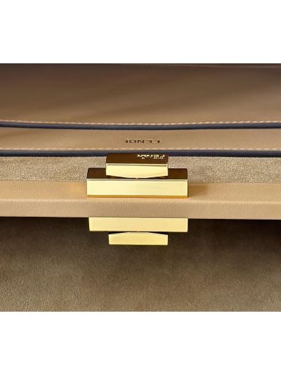 Fendi Peekaboo Soft Camel Beige Leather Large Shoulder Bag 80172L Camel 2523704