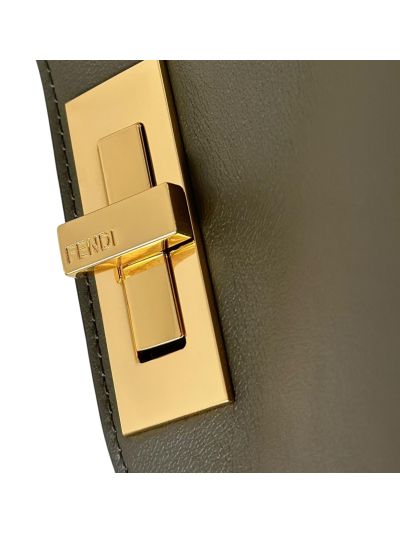 Fendi Peekaboo Soft Dark Green Leather Large Shoulder Bag 80172L Green 2523703