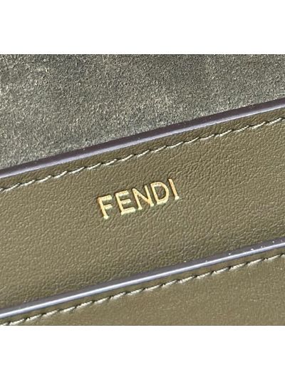Fendi Peekaboo Soft Dark Green Leather Large Shoulder Bag 80172L Green 2523703