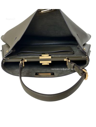 Fendi Peekaboo Soft Dark Green Leather Large Shoulder Bag 80172L Green 2523703