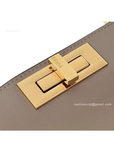 Fendi Peekaboo Soft Light Grey Leather Large Shoulder Bag 80172L Grey 2523700