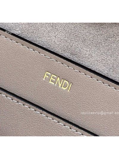Fendi Peekaboo Soft Light Grey Leather Large Shoulder Bag 80172L Grey 2523700