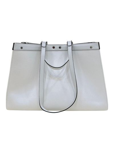 Fendi Peekaboo X Lite Zucchino Canvas King FF Top Handle Tote Bag White 8265A White 826 2523797