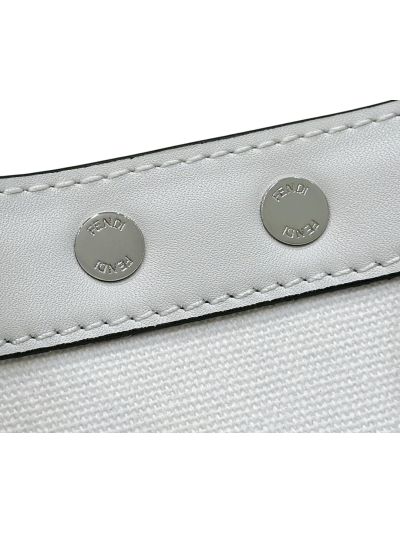 Fendi Peekaboo X Lite Zucchino Canvas King FF Top Handle Tote Bag White 8265A White 826 2523797