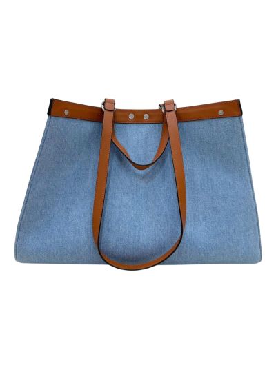 Fendi Peekaboo X Lite Zucchino Canvas King FF Top Handle Tote Bag Blue 8265A Blue 826 2523796