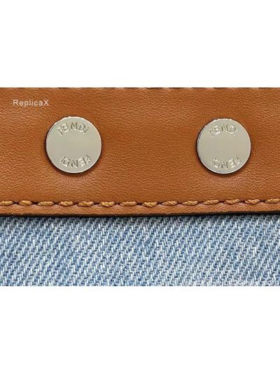 Fendi Peekaboo X Lite Zucchino Canvas King FF Top Handle Tote Bag Blue 8265A Blue 826 2523796