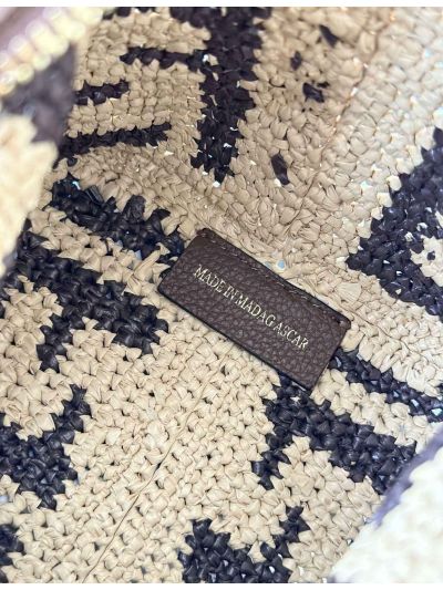 Fendi Roll Brown FF Raffia Crochet Mini Shoulder Bag 8655B Brown 2523753