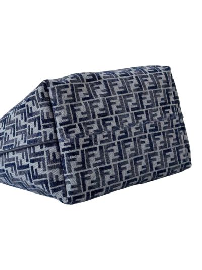 Fendi Roll Large Navy Blue FF Jacquard Shopping Tote Shoulder Bag 8661B Navy 2523720