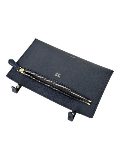 Fendi Roll Large Navy Blue FF Jacquard Shopping Tote Shoulder Bag 8661B Navy 2523720