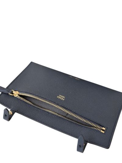 Fendi Roll Medium Navy Blue FF Jacquard Shopping Tote Shoulder Bag 8661Bs Navy 2523719