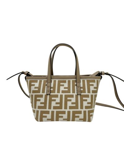 Fendi Roll Mini Beige FF Jacquard Shopping Tote Shoulder Bag A8655