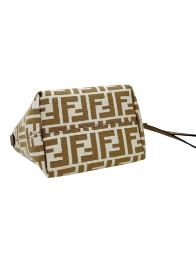Fendi Roll Mini Beige FF Jacquard Shopping Tote Shoulder Bag A8655 Beige 2523779
