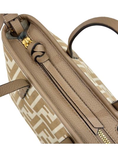Fendi Roll Mini Beige FF Jacquard Shopping Tote Shoulder Bag A8655 Beige 2523779
