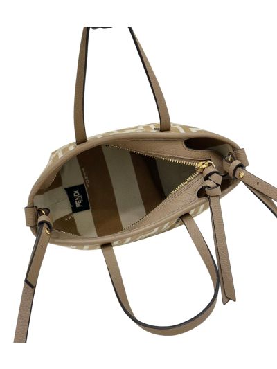 Fendi Roll Mini Beige FF Jacquard Shopping Tote Shoulder Bag A8655 Beige 2523779