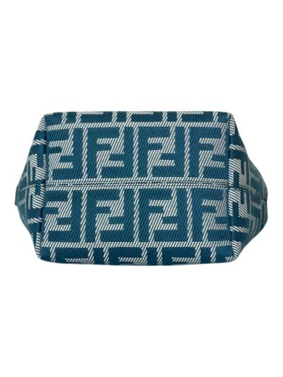 Fendi Roll Mini Blue White FF Jacquard Shopping Tote Shoulder Bag A8655 Blue 2523648