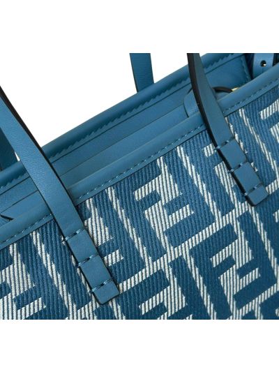 Fendi Roll Mini Blue White FF Jacquard Shopping Tote Shoulder Bag A8655 Blue 2523648