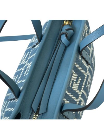 Fendi Roll Mini Blue White FF Jacquard Shopping Tote Shoulder Bag A8655 Blue 2523648