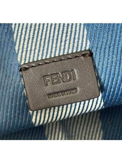 Fendi Roll Mini Blue White FF Jacquard Shopping Tote Shoulder Bag A8655 Blue 2523648