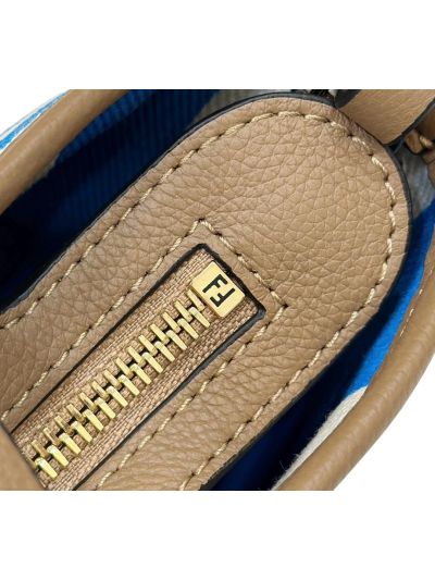 Fendi Roll Mini Blue White FF Jacquard Shopping Tote Shoulder Bag A8655 Blue 2523767