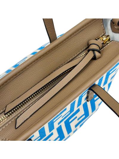 Fendi Roll Mini Blue White FF Jacquard Shopping Tote Shoulder Bag A8655 Blue 2523767