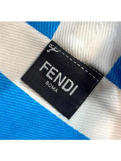 Fendi Roll Mini Blue White FF Jacquard Shopping Tote Shoulder Bag A8655 Blue 2523767