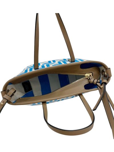 Fendi Roll Mini Blue White FF Jacquard Shopping Tote Shoulder Bag A8655 Blue 2523767
