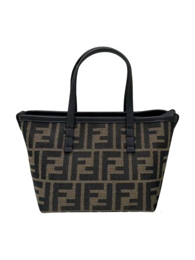 Fendi Roll Mini Brown FF Jacquard Shopping Tote Shoulder Bag A8655