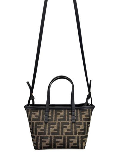 Fendi Roll Mini Brown FF Jacquard Shopping Tote Shoulder Bag A8655 Brown 2523798