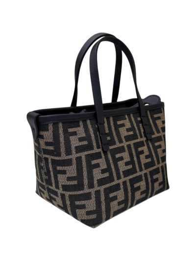 Fendi Roll Mini Brown FF Jacquard Shopping Tote Shoulder Bag A8655 Brown 2523798
