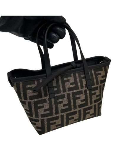 Fendi Roll Mini Brown FF Jacquard Shopping Tote Shoulder Bag A8655 Brown 2523798