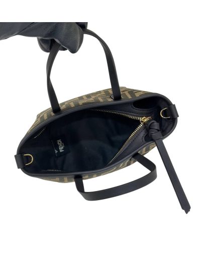 Fendi Roll Mini Brown FF Jacquard Shopping Tote Shoulder Bag A8655 Brown 2523798