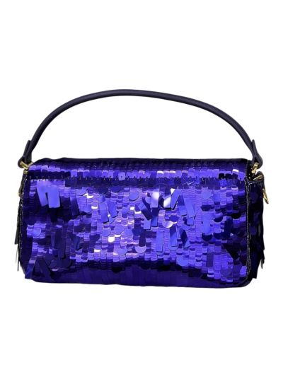 Fendi Sequins Baguette Medium Flap Shoulder Crossbody Bag Blue 8601AL Blue 860 2523555
