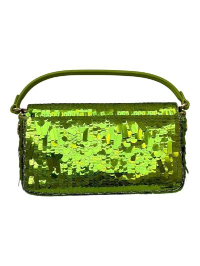 Fendi Sequins Baguette Medium Flap Shoulder Crossbody Bag Green 8601AL Green 860 2523553