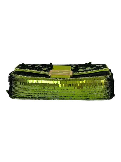 Fendi Sequins Baguette Medium Flap Shoulder Crossbody Bag Green 8601AL Green 860 2523553
