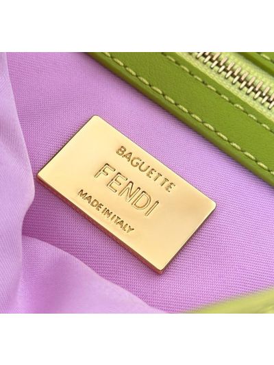 Fendi Sequins Baguette Medium Flap Shoulder Crossbody Bag Green 8601AL Green 860 2523553