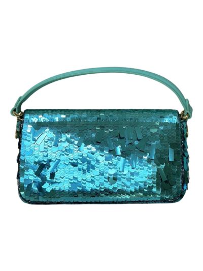 Fendi Sequins Baguette Medium Flap Shoulder Crossbody Bag Light Blue 8601AL Blue 860 2523554